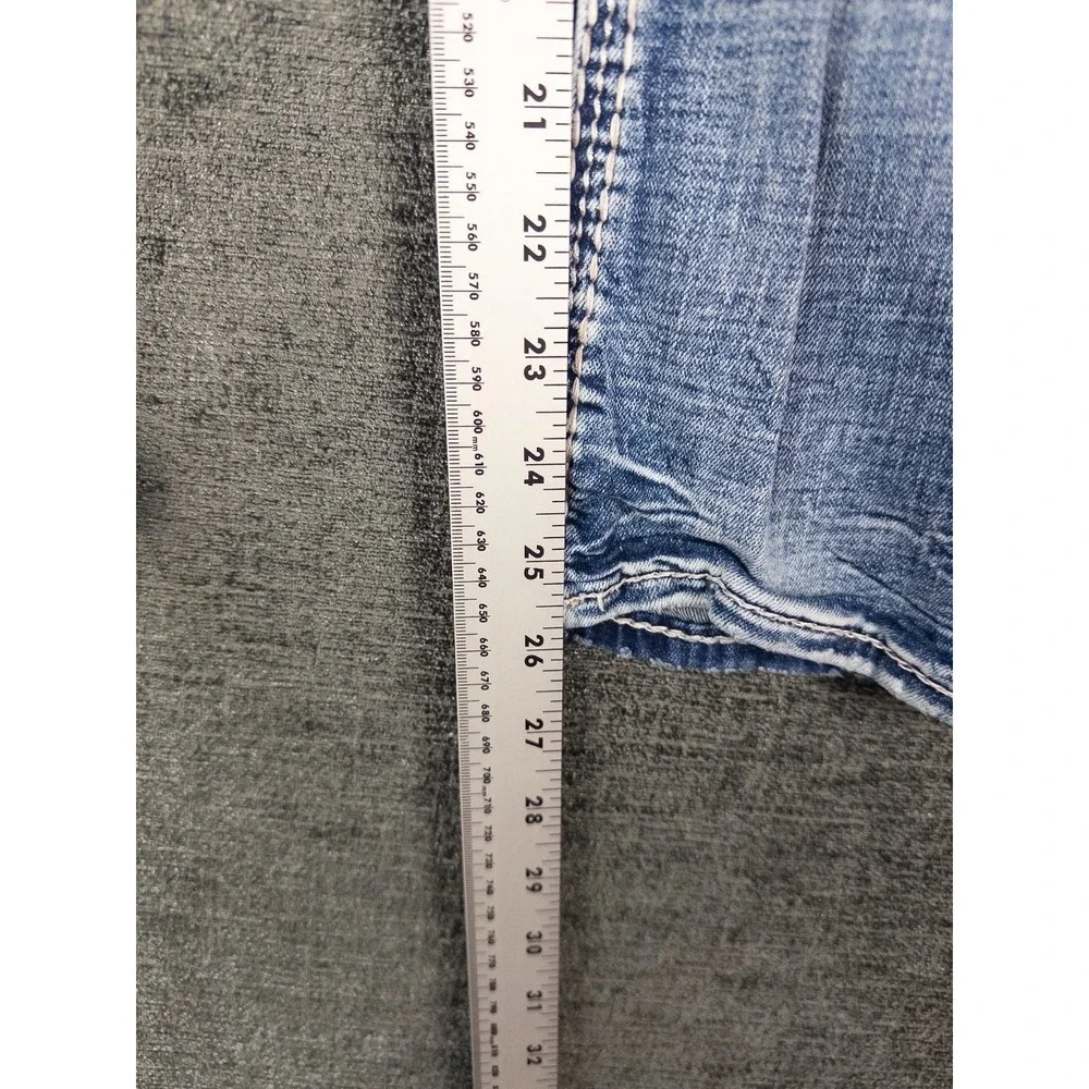 Rock Revival Jeans Womens 28 Yandel‎ Blue Mid Rise Cropped Rhinestone Distressed